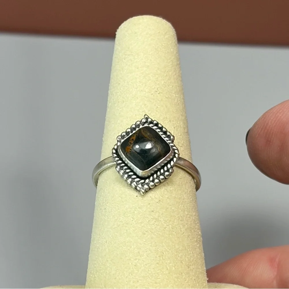 925 Sterling Silver Black Jack Turquoise Ring